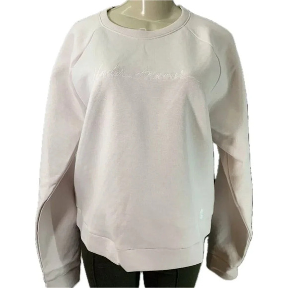 Under Armour XL Ocher Beige Script Detail Back Raglan Long Sleeve Sweatshirt - Picture 2 of 6